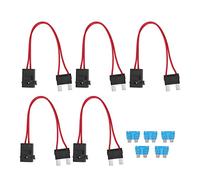 5 Uds Conector de Portafusibles para Coche PC ExtensióN de Cable Resistente Mini Mini Conector de Portafusibles para VehíCulo ATM 20A 16AWG con 5 Fusibles Longitud de LíNea 230mm (LCA L 29,2 mm)