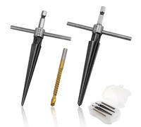 5 Uds Escariador Cónico Juego, 3-13mm(1/8''-1/2'') y 5-16mm(1/2"-5/8") Herramienta de Escariador Manual Escariador Cónico con Mango en T para Guitarras Madera Plástico Tubos Corte