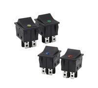 5 uds interruptor basculante de barco KCD4 de 4 pines y 2 posiciones 32x25mm 16A/250V 20A/125V interruptores de botón de encendido-apagado con equipo eléctrico ligero(4 Pin Blue Light)