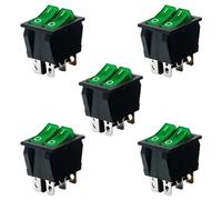 5 uds interruptor basculante ligero rojo doble 2 * SPST encendido-apagado 6 pines 30x22mm 2 vías 110 V/120 V/250 V KCD6(Red green with led)