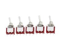 5 uds interruptor de palanca en miniatura unipolar doble tiro ON-OFF-ON/ON-ON 120VAC 6A 1/4 pulgadas montaje MTS-102 103 202 203(MTS-103)