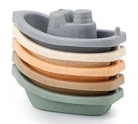 5 Uds Juguetes Apilables para Barcos de Baño, Juguetes Flotantes para Baño, Juguetes para Bañera, Juguetes para Bebés Baño, Juguetes Apilables para Niños/niñas en Edad Preescolar (5 Colores)