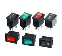 5 uds KCD1 ON-OFF 15 * 21mm 2Pin 6A 250V 10A 125V interruptor basculante(3Pin Green LED,5PCS)
