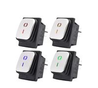 5 uds./lote KCD4-201 Interruptor basculante de metal resistente al agua con enclavamiento de 4 pines 16 A 250 V CA encendido y apagado 12 V 220 V luz LED(Blue Light,5PCS_ON OFF_220V)