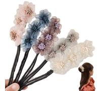 5 uds. Para hacer moños en el cabello, estilo elegante, rizador de pelo perezoso con 3 flores, cómodo, sin caída, Clip para moños de 5 colores para mujeres y niñas..