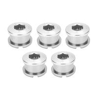5 uds pernos de plato único tuercas de bielas tornillos de rueda de cadena de aleación de aluminio para bicicleta de montaña (Plata)
