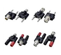 5 uds Q9 BNC Banana Turn Two Dual 4mm Banana Macho Hembra Conector Coaxial BNC Tipo T Divisor de 3 vías Adaptador RF(Female to 2 Male,5 Pcs)