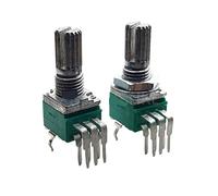5 uds RV0972G RK097 potenciómetro dúplex Vertical B5K B10K B20K B50K B100K longitud del eje de la flor 15MM pie doblado 6 pines(10K Ohm)