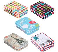 5 Uds Soporte de Navidad para Hojalata Latas de Chocolate de Metal Tratar Lata Vacía Tarros Diseño Vintage Kit de Conejito Cuadrado Mini Tapas Prácticas Patrón de