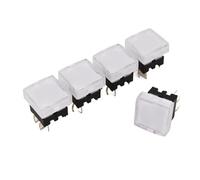 5 uds TS26-2 cuadrado 15x15mm 6 pines con LED momentáneo SPST PCB botón pulsador interruptor de for procesador vídeo(5Pcs Green)