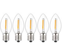 5 Unidades 0.5W C7 LED Bombilla de Filamento, Retro Bombilla, Estilo de Ediso, 220-240V, E14, Luz Blanca Cálida 2700K, 1W LED Bombilla Sustituye a 10W bombilla incandescente (C7-0.5W)