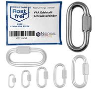 5 unidades 12-mm V4A acero inoxidable mosquetón de cadena forma corta, recta y robusta carga de rotura 4500 kg conector de cadena mosquetón atornillado eslabón de emergencia