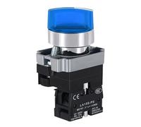5 unidades 22 mm selector pulsador con luz 2/3 posiciones 10 A ON/OFF interruptor de alimentación Rotary Switch momentáneo a presión 220 V 380 V (azul, 3POSITION 2NO_SELF-RESET_220V)