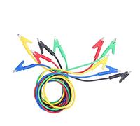 5 unidades de cable de prueba de 1 m con pinzas de cocodrilo de doble extremo en latón, herramienta inalámbrica de pruebas eléctricas con funda de PVC, cable puente de alta