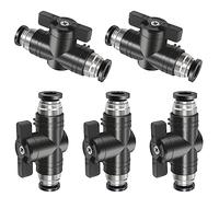 5 unidades de conectores neumáticos de 8 mm: válvula neumática de aire comprimido para válvula de cierre neumática con cable redondo, manguera neumática, 8 mm, válvula neumática, cabezal directo