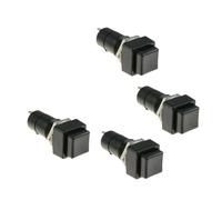 5 unidades de interruptores pulsadores cuadrados momentáneos de rearme automático y retorno automático SPST for salpicadero de coche, 12 V, 12 mm, PBS-11B, rojo o negro(Black)