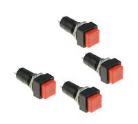 5 unidades de interruptores pulsadores cuadrados momentáneos de rearme automático y retorno automático SPST for salpicadero de coche, 12 V, 12 mm, PBS-11B, rojo o negro(Red)