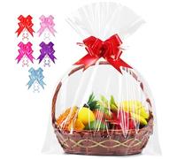5 unidades de papel de regalo extra grandes transparentes, 90 x 140 cm, bolsas de celofán con 5 lazos, bolsas de regalo transparentes para flores, cestas de regalo, artesanías, envoltorios para