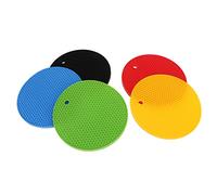 5 Unidades de Posavasos Redondos de Silicona de 7 Pulgadas, agarraderas de Silicona Resistentes al Calor, Posavasos Antideslizantes con Orificio para Colgar, Ideales para ollas,
