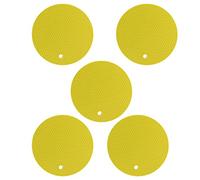 5 Unidades de tapetes de Silicona para trivets, Almohadillas Redondas Resistentes al Calor y Antideslizantes, Soportes Multiusos para ollas y Platos Calientes con diseño de Panal, (Amarilla)