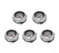 5 unidades de vidrio de mirilla de aceite para compresor de aire, rosca exterior de 1/2 pulgadas, aluminio con hexágono, vidrio templado resistente al calor, para control de nivel de aceite, prensa