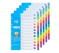 (5 unidades) Separadores Archivador A4,Divisores de Archivos A4 con Número 1-12,Divisore con Pestañas Multicolor para La Oficina Doméstica