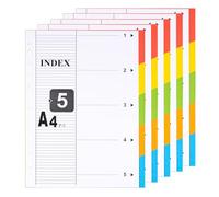 (5 unidades) Separadores Archivador A4,Divisores de Archivos A4 con Número 1-5 para La Oficina