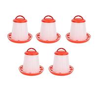 5 UNIDS 1.5 kg Pollo Pájaro Alimento Agua Agua Bebedero Automático Diseño con Asa para Suministros de Animales de Granja Equipo de Alimentación Color Rojo Blanco