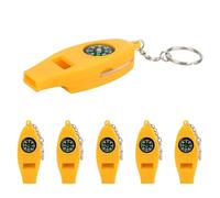 5 -unids 4 en 1 brújula termómetro lupa flauta herramienta de supervivencia multifuncional para acampar al aire libre senderismo escalada amarillo ABS 30x20x113mm