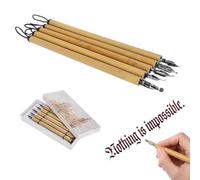 5 unids Dip Pen Naturaleza Tradicional Cuerpo Grip Acero Cabeza Pluma Dibujo Escritura Escuela Caligrafía Herramienta Dibujo Artista Regalo(Round)