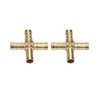5 unids Latón 4 Vías de la Manguera Conector de Conexión Cruzada Adaptador de Cobre Conjunto de Púas de Cobre Aire/Gas/Gas/Combustible 6/8/10 / 12mm(10mm)