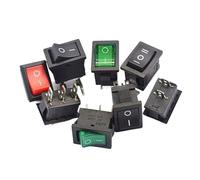 5 unids/lote KCD1 2 pines 250V 3A SPST interruptor negro 21 * 15mm interruptor de posición basculante ON OFF KCD1 con lámpara(Gold)