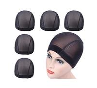 5 unids/lote negro gorras de Peluca malla con banda elástica ancha para hacer pelucas (L)