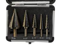 5 UNIDS METRIC HSS COBALT STEP STEP BIT SET TITANIO Cono Talvo de perforación Bit Múltiples orificios Múltiples Tallas Paso Taladro Poco Herramientas de alimentación