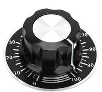 5 UNIDS Perilla Potenciómetro Moleteada, Control Volumen Cap, Dial Digital Placa Escala MF-A03 - Negro