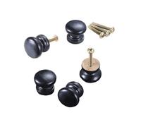 5 unids/set Mini perilla de madera con tornillo 24 * 22mm 0,94 "tirador redondo for muebles mango en forma seta cajón pecho blanco y negro Para Cajones Armarios Cocina(Color 2)