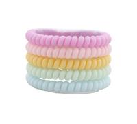 5 unids/set moda mate sólido cable de teléfono banda elástica for el cabello esmerilado cordón en espiral banda de goma for el cabello banda elástica for la cabeza(Creamsmall)