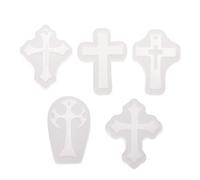 5 unids/set para cruz forma de silicona colgante moldes resina fundición silicona moldes conjunto para colgante artesanía joyería para resina epoxi