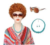 5 Unids/set Peluca Naranja Peluca Corta Roja Rizada para Disfraz de Casera Peluca Ondulada Sintética Resistente al Calor para Cosplay Fiesta de Halloween Diversión Peluca Corta Roja Peluca de Especias
