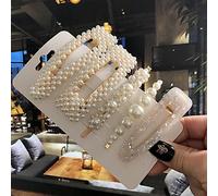 5 Unids/Set Pinza De Pelo Acrílica Para Mujer, Pasadores De Perlas De Simulación, Pinzas Para El Pelo Con Letras De Amor Y Sonrisa, Accesorios Dorados Para El Cabello