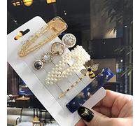 5 Unids/Set Pinza De Pelo Acrílica Para Mujer, Pasadores De Perlas De Simulación, Pinzas Para El Pelo Con Letras De Amor Y Sonrisa, Accesorios Dorados Para El Cabello