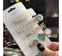 5 Unids/Set Pinza De Pelo Acrílica Para Mujer, Pasadores De Perlas De Simulación, Pinzas Para El Pelo Con Letras De Amor Y Sonrisa, Accesorios Dorados Para El Cabello
