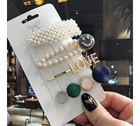 5 Unids/Set Pinza De Pelo Acrílica Para Mujer, Pasadores De Perlas De Simulación, Pinzas Para El Pelo Con Letras De Amor Y Sonrisa, Accesorios Dorados Para El Cabello
