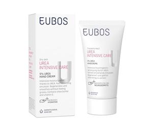 5% UREA CREMA DE MANOS DE EUBOS UREA CUIDADO INTENSIVO: hidrata profundamente y alisa | Se absorbe rápi-damente | Para manos secas | También para la dermatitis atópica | 75ml