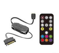 5 V 3 pines a hub controlador SATA ARGB, interruptor de modo de iluminación manual para ventiladores de carcasa de PC, tiras LED, adaptador negro con cable de 15 cm (con control remoto)