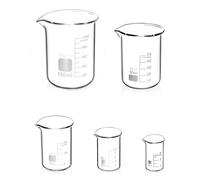 5 vasos graduados de vidrio 3.3 con claro, 5 ml, 10 ml, 25 ml, 50 ml, 100 ml, medidor graduado para laboratorio científico cocina
