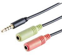 5 x 0,25 m - Adaptador en Y para auriculares, conector TRRS de 3,5 mm, CTIA, negro, 0,25 m - 2 conectores jack de 3,5 mm para audio y micrófono