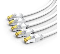 5 x 0,5m Cable de red CAT 7 - Gigabit Ethernet Lan RJ45 - Cable de conexión a red - S FTP - Compatible con CAT.5 CAT.5e CAT.6 - Conmutador router módem panel de conexiones punto de acceso - blanco