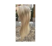 5 x 5 pulgadas Mono Topper, Toupet de PU atado a mano para mujer con encaje suizo y clip, 40 cm, color 18/613 Añade volumen al cabello