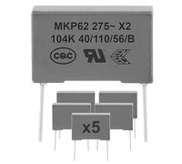 5 x Condensador MKP X2 0.1µF 0.1uF 100nF 104K 104K 275V 250V uF (5x1582)